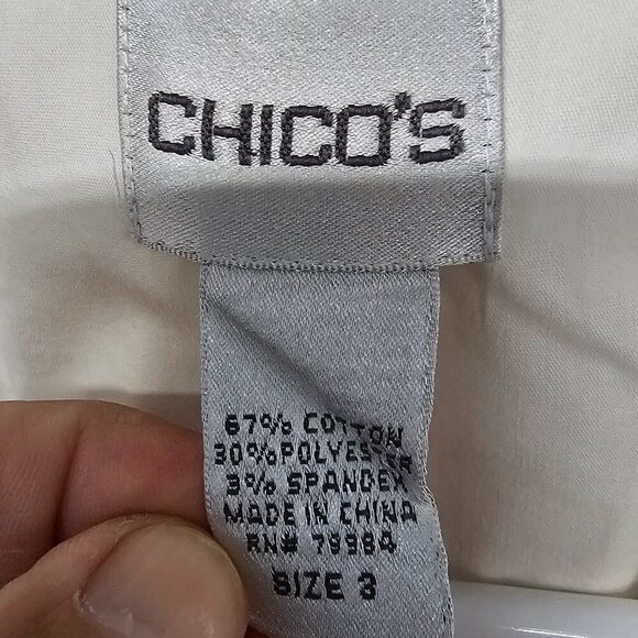 Vintage Chico's Off White Pintuck Blouse Boho Classic 3 (XL) - Picture 9 of 11